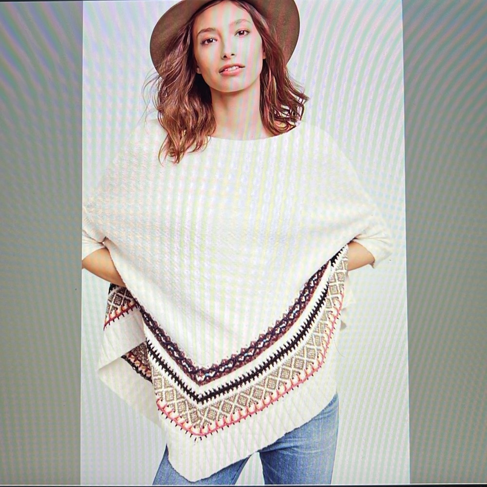 Anthropologie Woodland Stroll Poncho Pullover